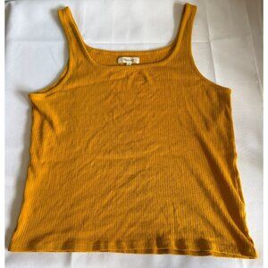 Madewell Women Ribbed Knit Tank Top Mustard Yellow Casual Festival Summer